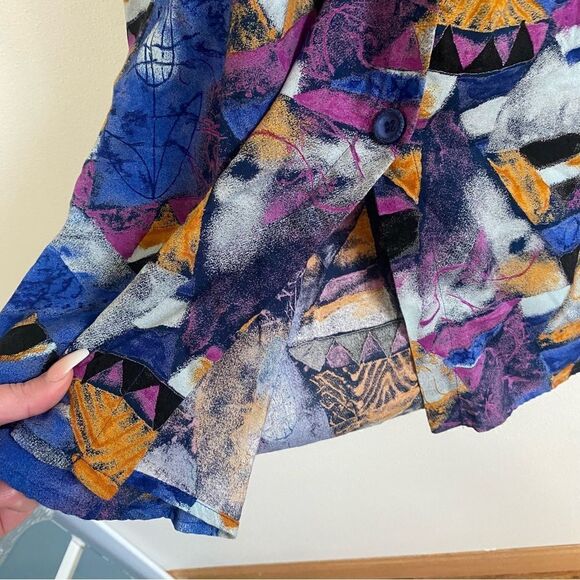 VINTAGE Susan Burrowes Abstract Flowy Maxi Skirt - Picture 3 of 9
